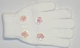 One Size White Magic Gloves Trimmed Sequin Pearl Stars for Newborns and Toddlers.