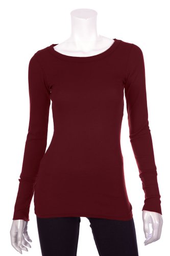 Michael Stars Long Sleeve Raw Edge Crew Neck