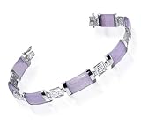 Sterling Silver 10mm Purple Jade Gemstone 8.5 inch Bracelet With Secure Latch Clasp