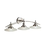 Kichler Lighting 6463NI Structures 3-Light Halogen Wall Mount Bath Strip, Brushed Nickel with Satin-Etched Glass