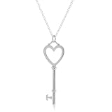 Designer Inspired Sterling Silver Heart Key Pendant