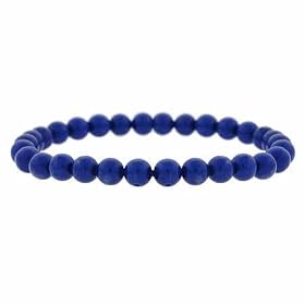 Genuine Lapis Stone 6mm Bead Beaded Stretch Bracelet by 