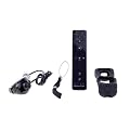 Negro Nintendo Wii mando Motion Plus paquete con Nunchuk, funda de silicona, correa de mu�eca