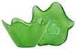 Colorful Recycled Art Glass Small Lime Green Wave Rim Dip Bowl 6"D, 4"H - Set / 2