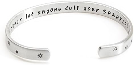 Never Let Anyone Dull Your Sparkle Hand Stamped Bracelet, MEDIUM, Inspirational Bracelet, Quote Jewelry, Aluminum, Graduation Gift, Gift for Her, Secret Message Jewelry