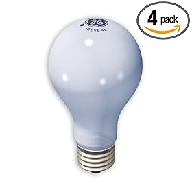 GE 48688 60-Watt A19 Reveal Bulbs, 4-Pack