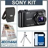 Sony DSC-H55 Digital Camera Kit- Black - with 4GB SD Memory Card, Camera Case, Table Top Tripod, EZ Digital Photography Guide