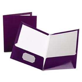 High Gloss Laminated Folder, 100-Sheet Capacity, Purple, 25/Box