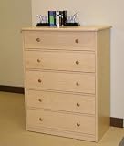 Product details for 5 Drawer Chest w/ Natural Maple Finish