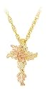 Mt. Rushmore Black Hills Gold&reg; 10K Leaves / Rose Cross Necklace