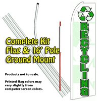 Recycling Feather Banner Flag Kit (Flag, Pole, & Ground Mt)