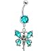 Aqua Cubic Zirconia Butterfly Fairy Dangle Belly Ring
