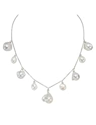 Pearlyta Sterling Silver White Souffle Pearl Chain Necklace