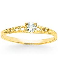 14k Yellow gold Madi K 3mm Aquamarine Birthstone Baby Ring