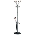 Alba Stily Hat and Coat Stand Tubular Steel with Umbrella Holder 4 Hooks 4 Pegs H1770mm Ref PMVIENA