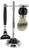 AT-Giftware - Set de Rasage pour Homme - 3 Pièces - Noir