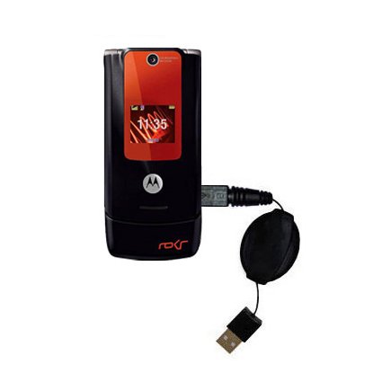 Retractable USB Cable for the Motorola ROKR W5 with Power Hot Sync and Charge capabilities - uses Gomadic TipExchange Technology