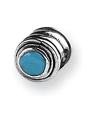Turquoise CZ Charm in Silver for 3mm Charm Bracelets