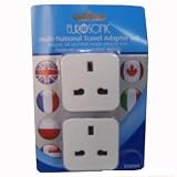 Tip.Tec: Travel Adaptor Set 2pcs (3pin to 2pin), Multinational UK to USA Europe Australia: suitable for visitors from UK/Ireland to USA, Americas, Asia, Australia, European countries(Albania Algeria Angola Argenita Austria Azores Bangladesh Belgium Bolivia Bosnia Brazil Bulgaria Burkina Faso Burundi Cameroon Canary Islands Cape Verde Channel Islands Chile China Comoros Congo Croatia Cyprus Denmark Djibouti Egypt Eritrea Finland France Gabon Germany Gibraltar Greece Greenland Guadeloupe Guinea Hungary Iceland India Indonesia Iran Iraq Isle of M an Israel Italy Kazakhstan Korean Kuwait Laos Lebanon Lithuania Luxembourg Macedonia Madagascar Madeira Mali Martinique Mauritania Mauritius Monaco Morocco Mozamique Nepal Netherlands Niger Norway Pakistan Paraguay Peru Philippines Poland Portugal Romania Russian Rwanda Senegal Somalia Spain Sudan Suriname Sweden Syria Thailand Togo Tunsia Turkey Uruguay Vietnam Yugoslavia(former) Zambia)
