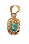18K Egyptian Jewelry Pendants - Gold Scarab with Stone - Turquaise