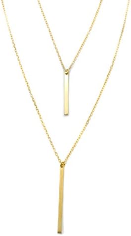 You Accessorize Gold Tone Brass Layered Double Gold Bar Y Pendant Opera Necklace 27"