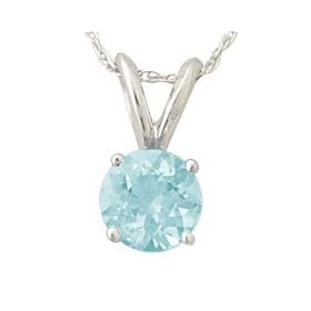 All-Natural Genuine 7 mm, Round Aquamarine pendant set in Platinum by Szul