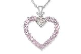 1 1/5 Carat Pink Sapphire and Diamond 14K White Gold Pendant w/Chain