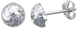 Sterling Silver Half Ball 5/16 (8.0 mm) Ball Stud Earrings with Diamond Cut Design.