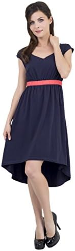 Women round neck sleeveless elastic long dress (medium, dark blue)