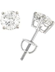 2.02 Carats Total Weight Round Diamond Stud Earrings