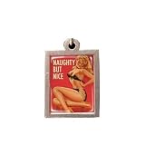 Hand Made Womens Retro "Naughty But Nice" Chain Necklace Pendant