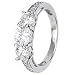 Sterling Silver Engagement Ring With Three Round Cubic Zirconias