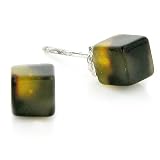 Sterling Silver Tortoise Cube Stud Earrings