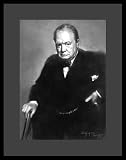Winston Churchill (With Cane) Art Black Wood-Mounted Poster Print - 11 X 17