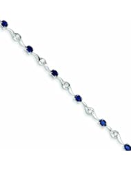 Genuine 14K White Gold White Gold With White Sapphire And Sapphire Gemstone Bracelet 4 Grams Of Gold 100% Satisfaction Guaranteed.