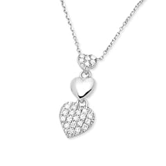 Miore Damen-Halsschmuck 18 Karat (750) Weissgold mit  Diamantanh�nger in Herzform ca. 0,12ct 40 cm MP035N