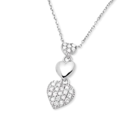 Miore Damen-Halsschmuck 18 Karat (750) Weissgold mit  Diamantanh&auml;nger in Herzform ca. 0,12 Preisvergleich
