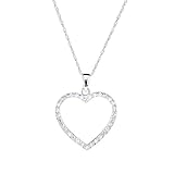 10k White Gold Diamond Heart Pendant (1/10 cttw, I-J Color, I1-I2 Clarity,), 18