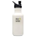 Klean Kanteen 18-Ounce Classic Sport Cap 2.0 Stainless Steel Water Bottle, Glacier White