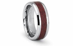 Tungsten Carbide Ring with a Maple Wood Inlay 8mm
