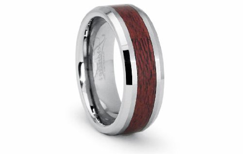 Tungsten Carbide Ring with a Maple Wood Inlay 8mm