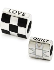 Genuine Ohm Beads (TM) Product. 925 Sterling Silver I Love Quilting Bead Charm. 100% Satisfaction Guaranteed.