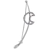 14k White Gold Crescent Moon Brooch Pin, w/ 0.40 Carat Brilliant Cut Diamonds, 2 1/16 (52mm) tall
