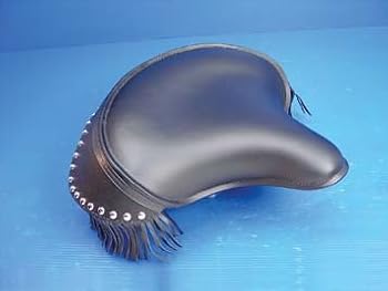 Motorcycle Black Deluxe Solo Seat with Fringe Skir