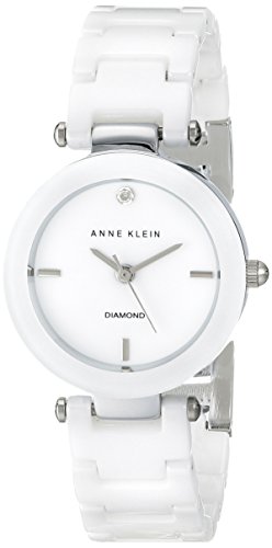 Anne Klein para mujer AK/1465wtsv con forma de diamantes y-mujer con de cerámica color blanco reloj de pulsera