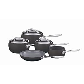 Marco Pierre White, Green Pan and Russell Hobbs Hard Anodised Cookware Set, 5 Pieces,