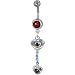 Red Crystal Two Hearts Dangle Belly Ring