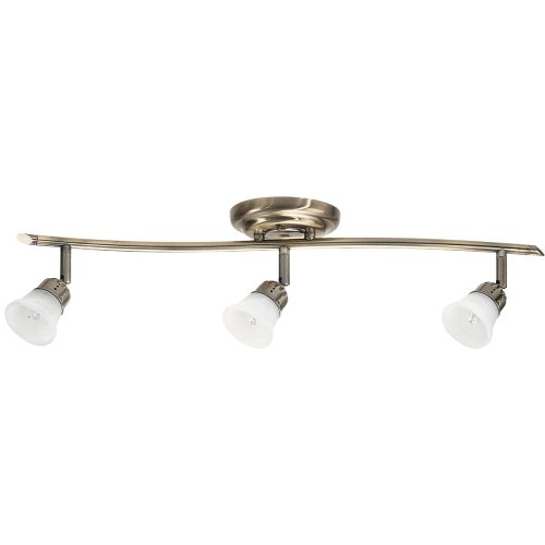 Globe Selena Three-Light Track Bar, Antique Brass with Alabaster Globes #5754201