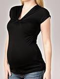 A Pea in the Pod Collection: Velvet Short Sleeve V-neck Knot Front Maternity T Shirt