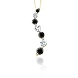 14K Yellow Gold 1/4 ct. Alternating Black and White Diamond "Journey of Love" Curve Pendant with Chain